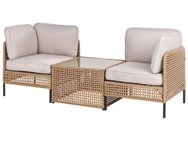 Zahradní pohovka se stolkem 2místná OMEGANA Umělý ratan Světle béžová