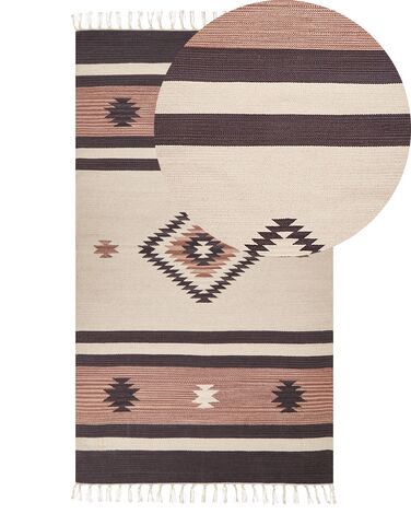 Bavlnený kelímový koberec 80 x 150 cm béžová a hnedá ARAGATS