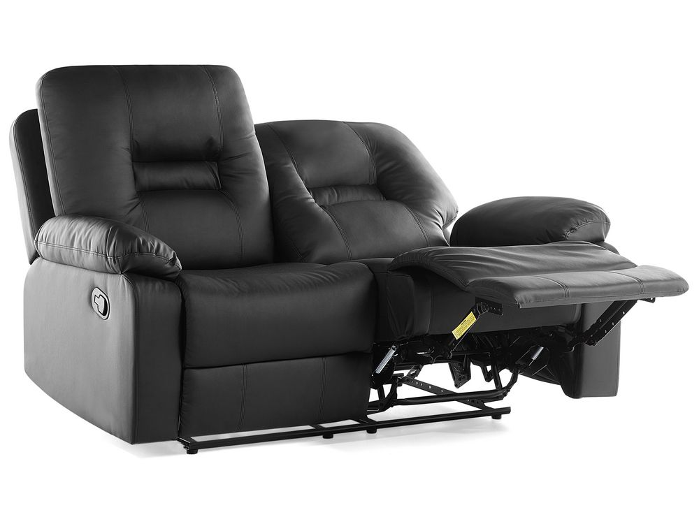 2 Seater Faux Leather Manual Recliner Sofa Black BERGEN Beliani