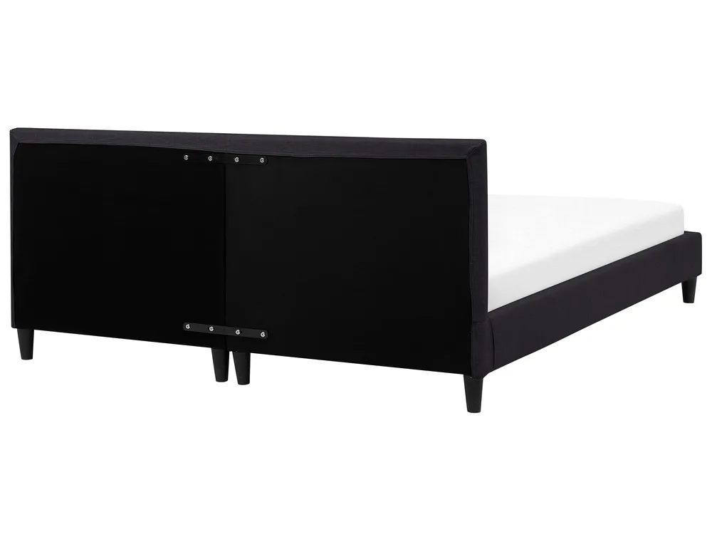Bed with LED Fabric FITOU 180 x 200 cm (EU Super King) Black_709891