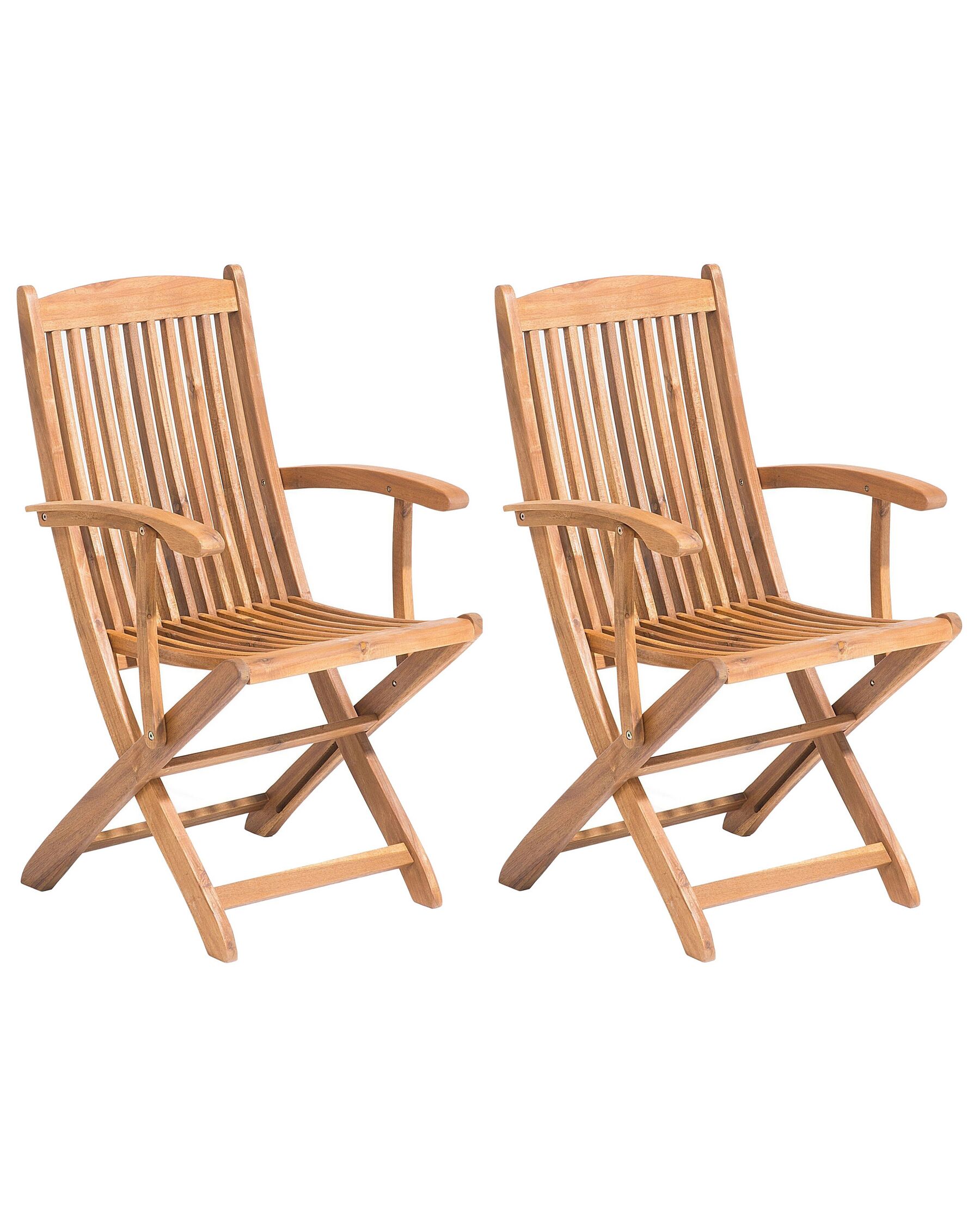 Set of 2 Garden Folding Chairs Light Wood MAUI_722054