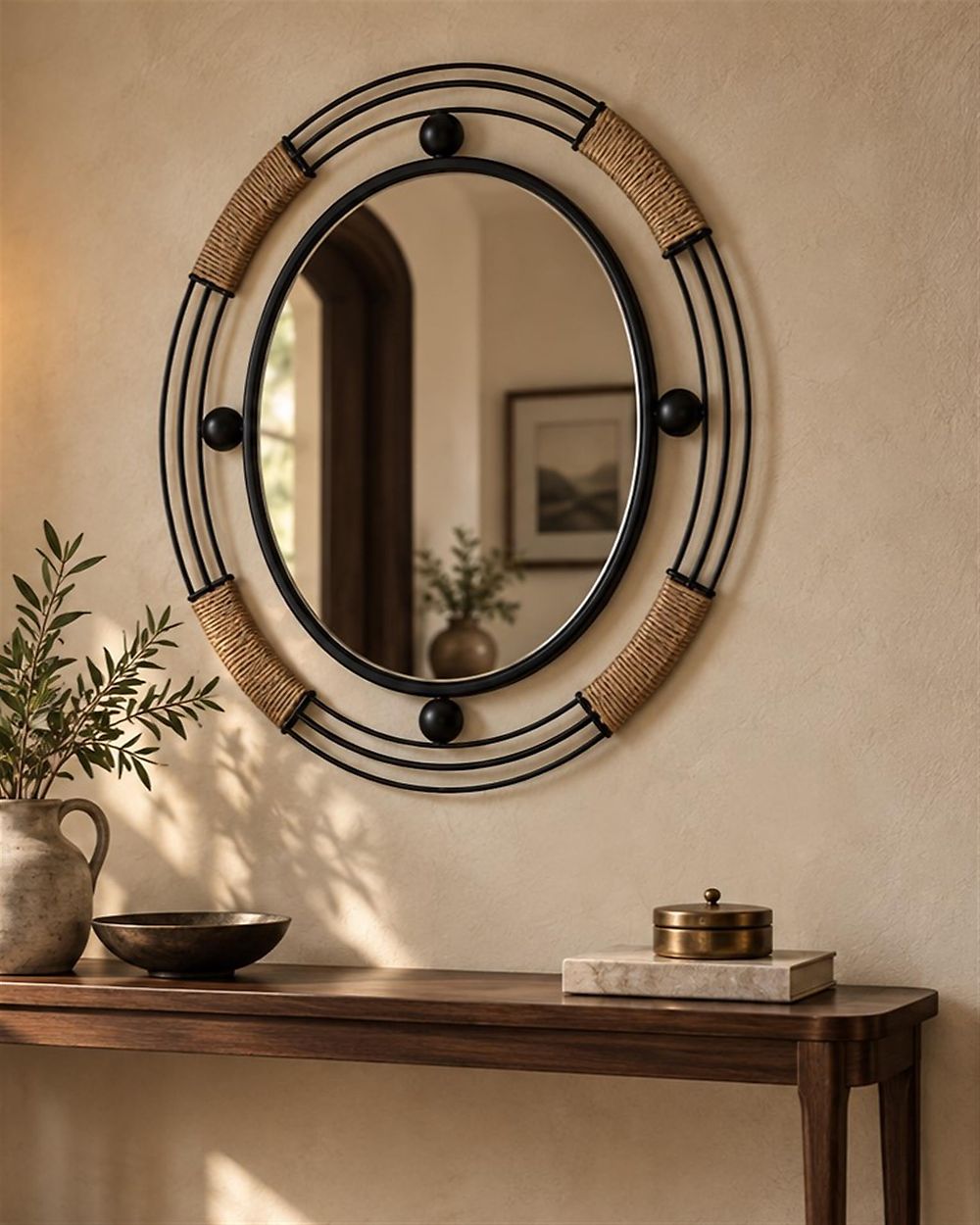 Wall Mirror MOULINS 50 cm 55 cm Metal Black