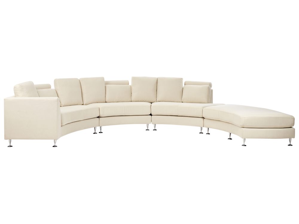 7 Seater Curved Fabric Modular Sofa Beige ROTUNDE Beliani
