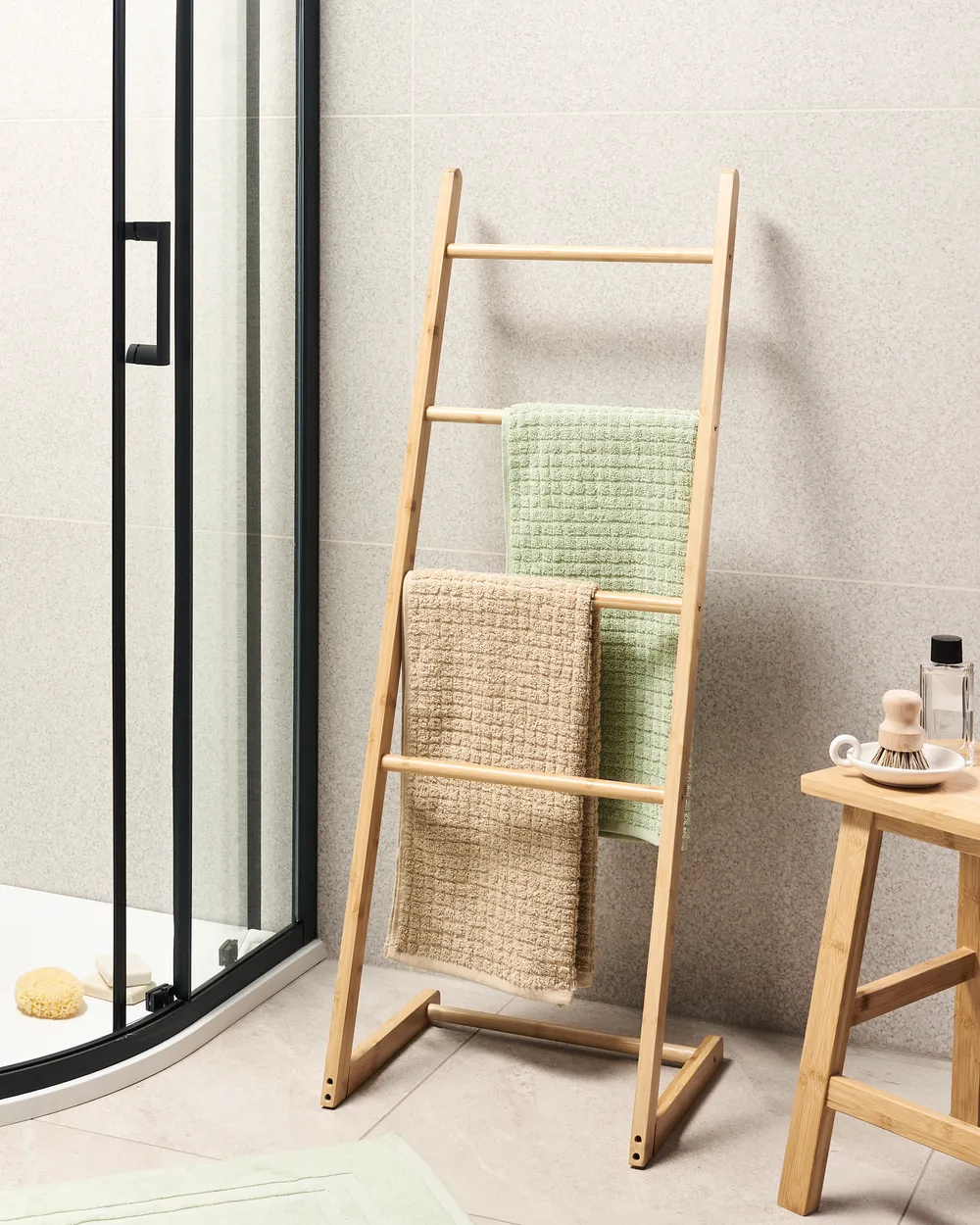 Ladder Wooden Towel Cabinet Towel Rack ZAPALLAR Bamboo Wood Light