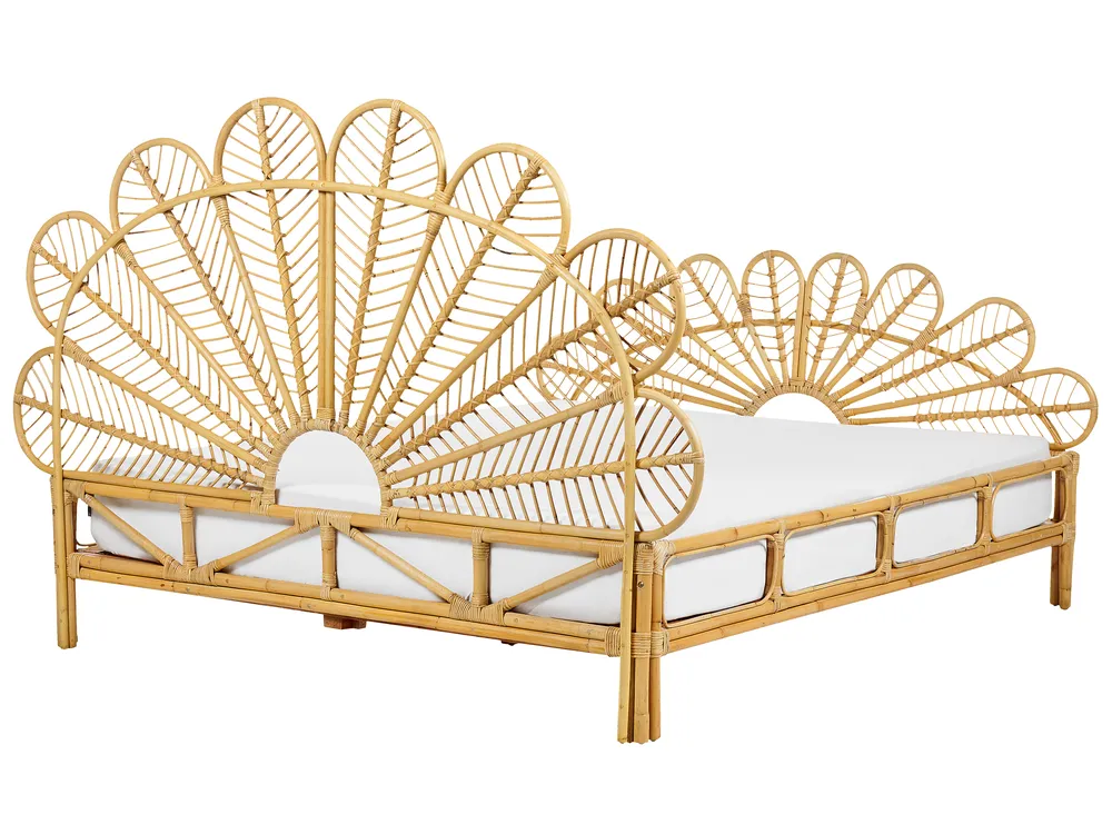 Lit avec sommier Rotin FLORENTINE 160 x 200 cm Marron clair_868926