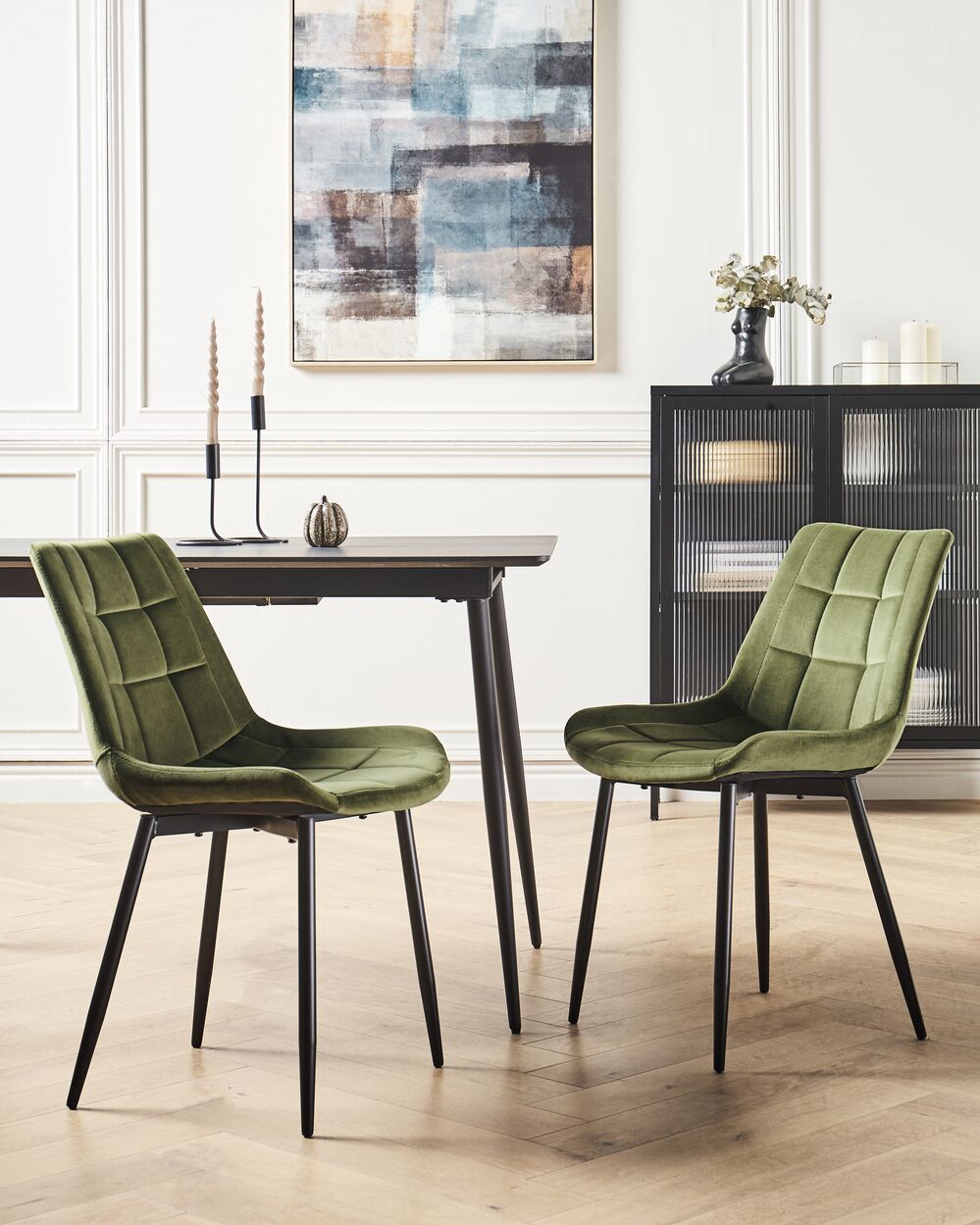 Dining Chair MELROSE II Set of 2 Velvet Olive Green Beliani.es
