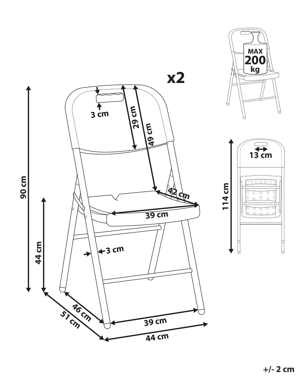 Set of 2 Garden Chairs CUGNOLI Folding White_993282