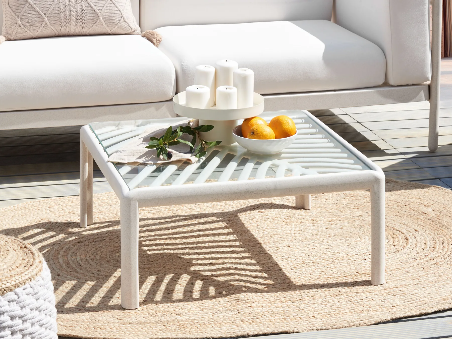 Garden Coffee Table FERRETTI 69 cm 69 cm Light Beige_931422