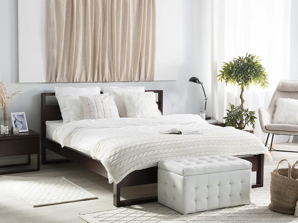 Bed Pine Wood GIULIA 140 x 200 cm (EU Double) Dark Brown
