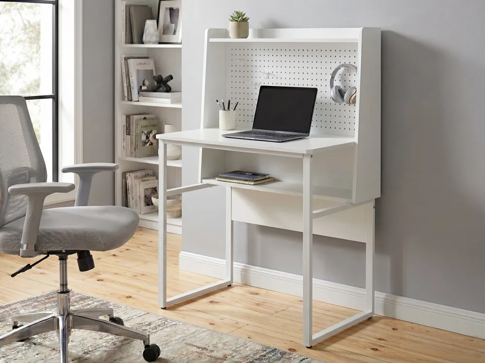 Biurko z nadstawką BUXTON 84 cm 48 cm Biały