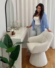 Sedia da pranzo LIVONIA Ciniglia Bianco sporco_1182938