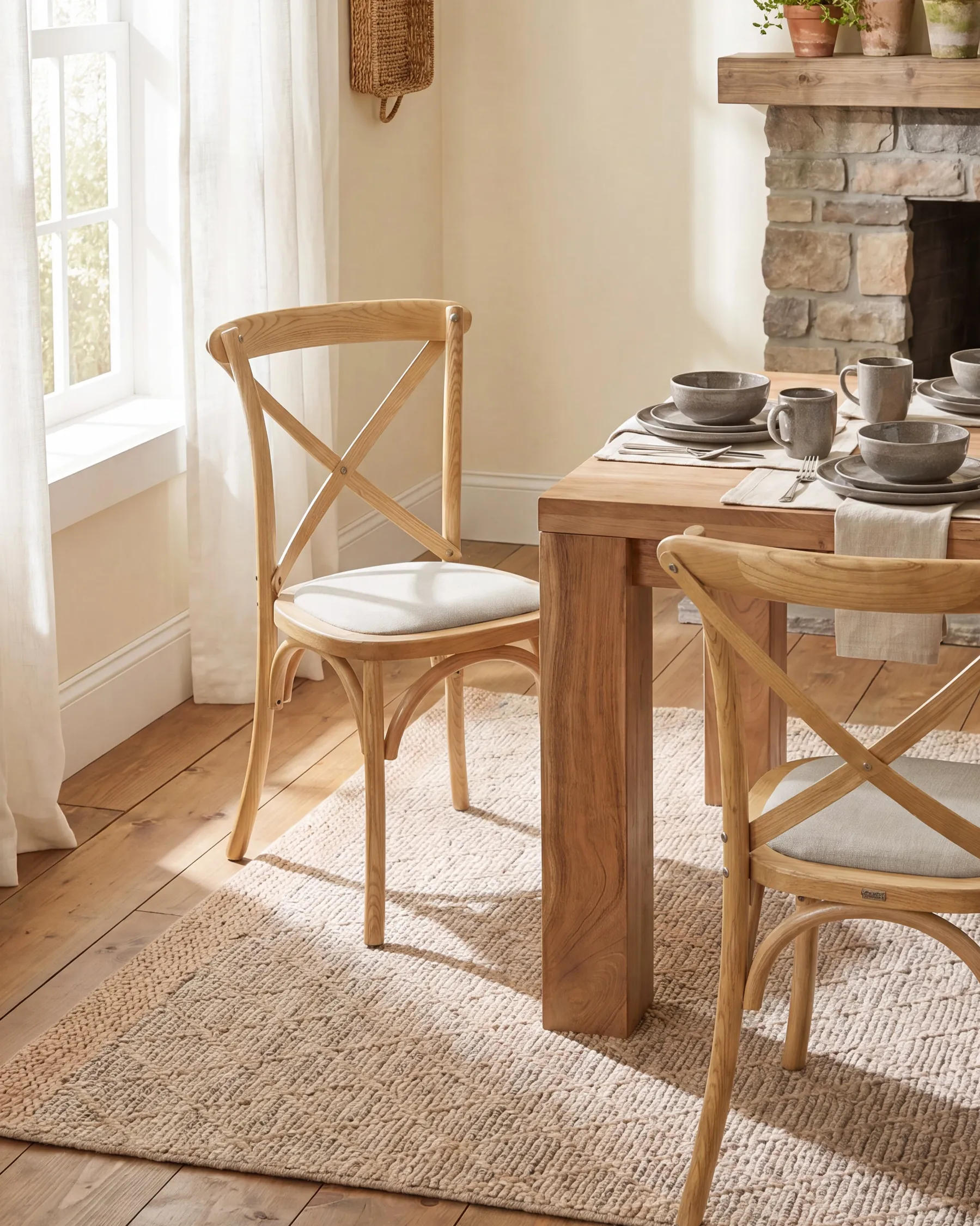 Set of 2 Chairs LYONS Wood Light Brown/ Beige_1090862