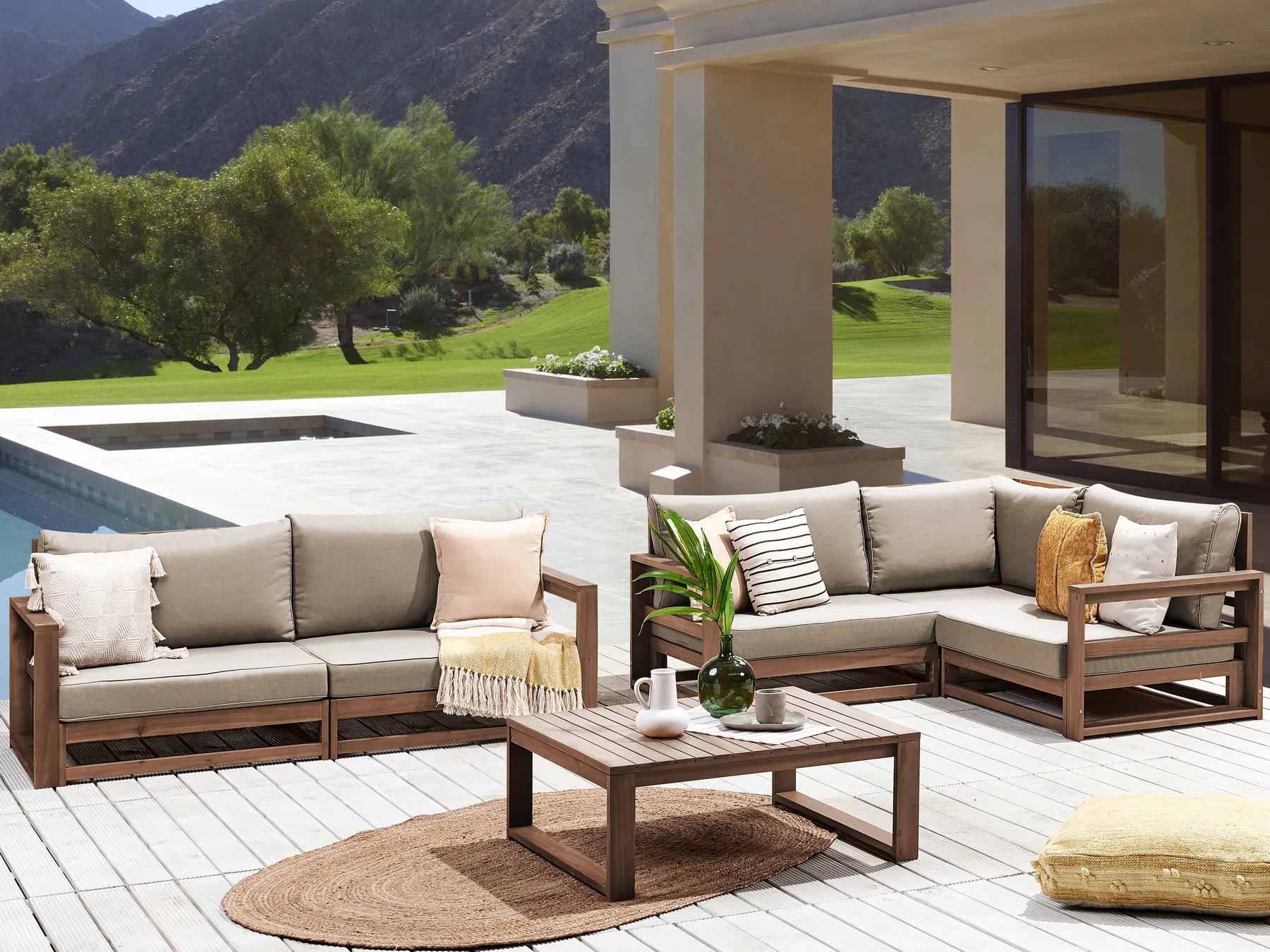Set da giardino con tavolo 4 posti TIMOR Modulare Legno di acacia certificato Marrone scuro_853383