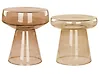Set of 2 Side Tables LAGUNA/CALDERA Glass Golden Brown