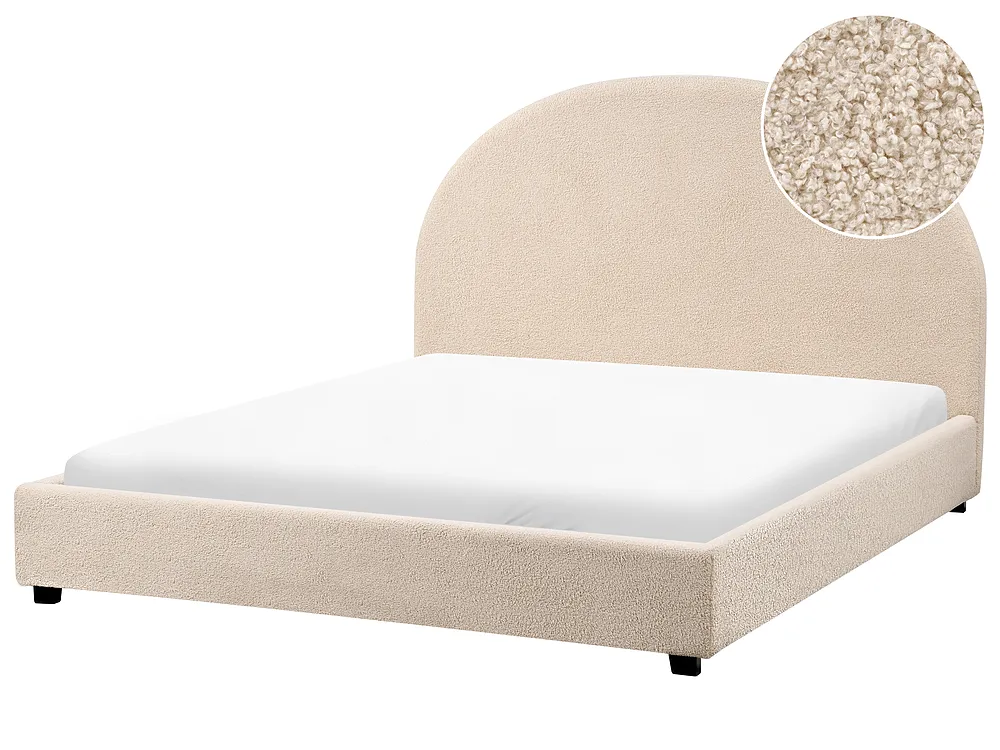 Bed Boucle VAUCLUSE 140 x 200 cm (EU Double) Beige_975994
