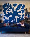 Sofa rozkładana welurowa niebieska ASBY_917057