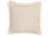 Set med 2 kuddar med fransar bladmönster 60 x 60 cm beige RUDBECKIA_877762