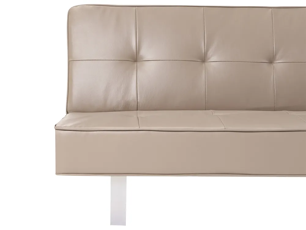 Sofa Bed 3 Seater DERBY Faux Leather Beige_1085442