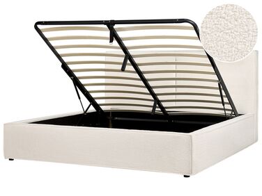 Boucle EU Super King Size Ottoman Bed Off-White MOISSAC