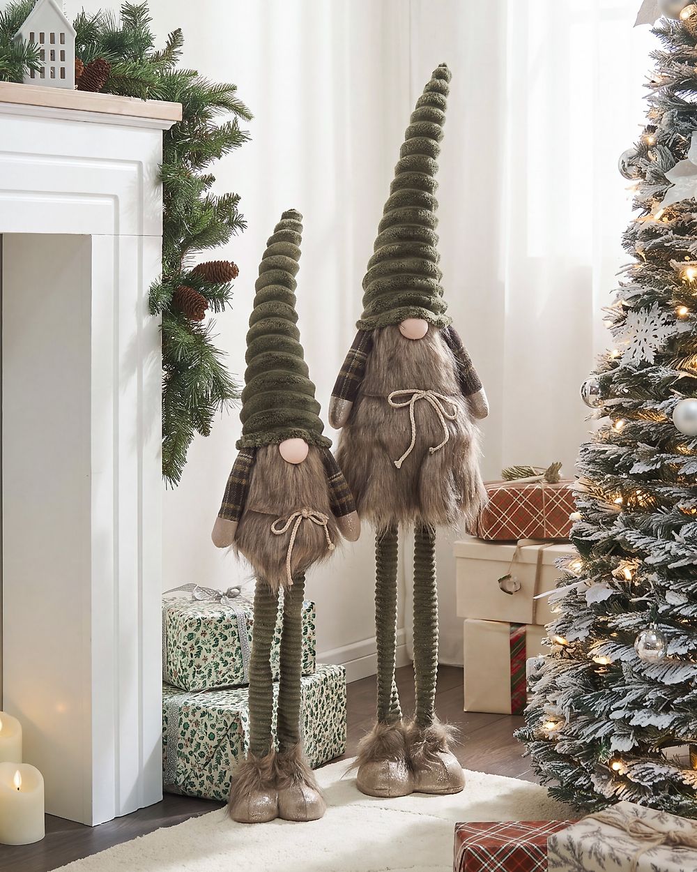 Set di 2 decorazioni natalizie SUNDOM 69-93/81-111 cm Gnomo Verde