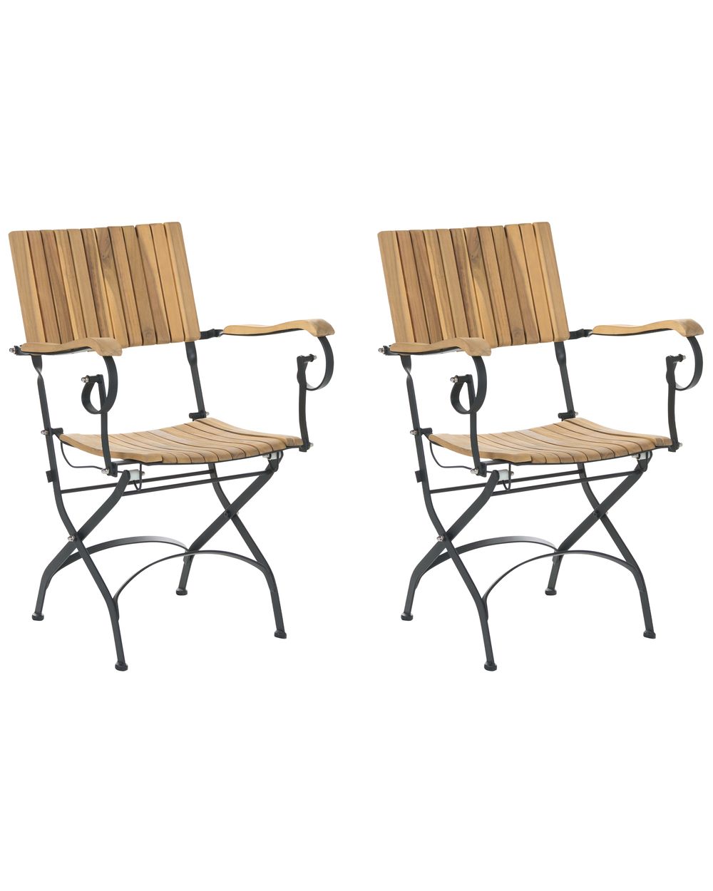 Set of 2 Garden Chairs LASCARI Acacia Wood Light Brown