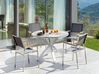 4 Seater Aluminium Garden Dining Set Marble Effect Top White and Grey MALETTO/GROSSETO _938260