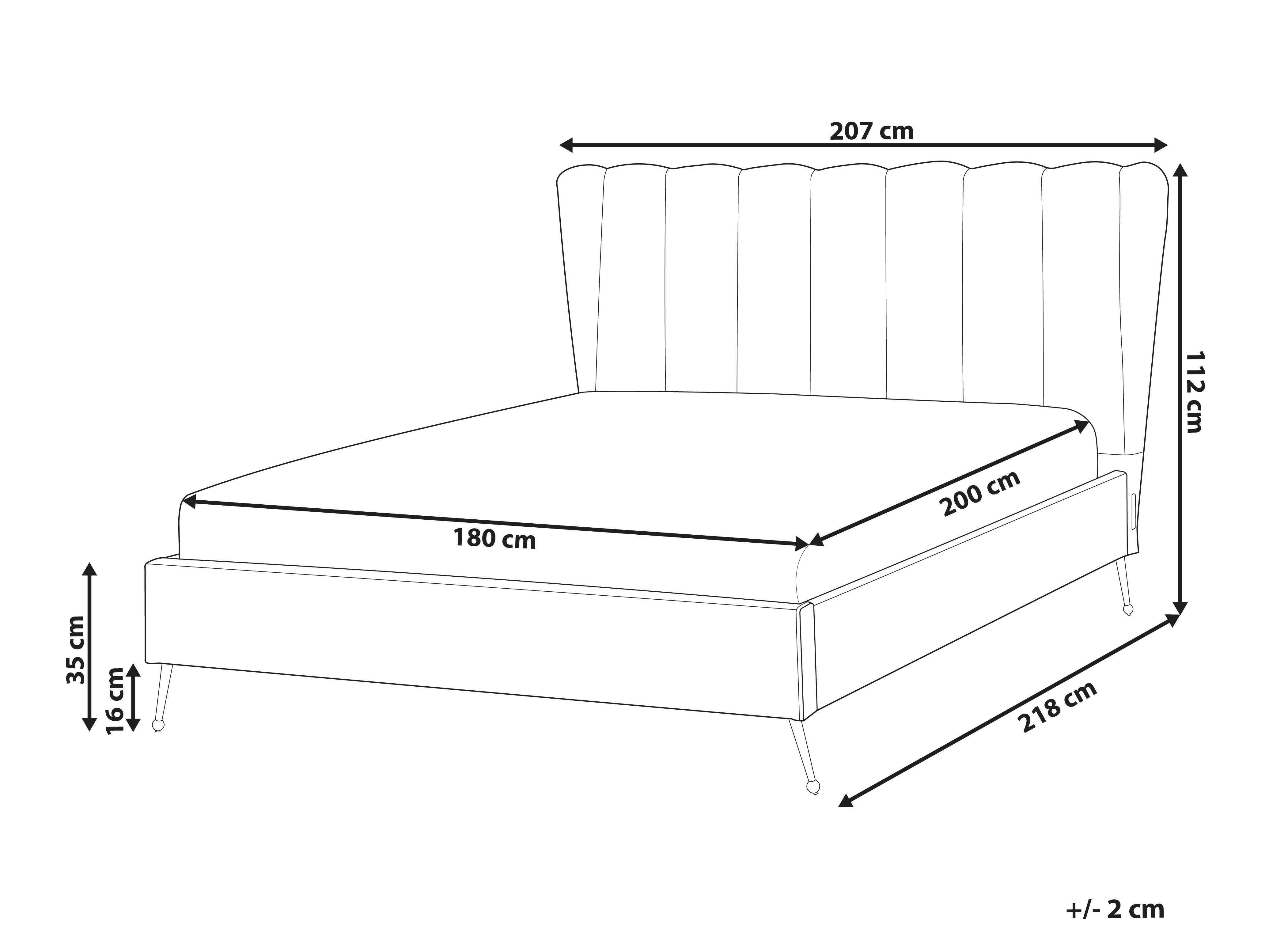 Bett mit Lattenrost Samtstoff MIRIBEL 180 x 200 cm Beige_870668