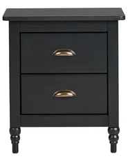 2 Drawer Bedside Table SHILLINGTON Pine Wood Black_942856