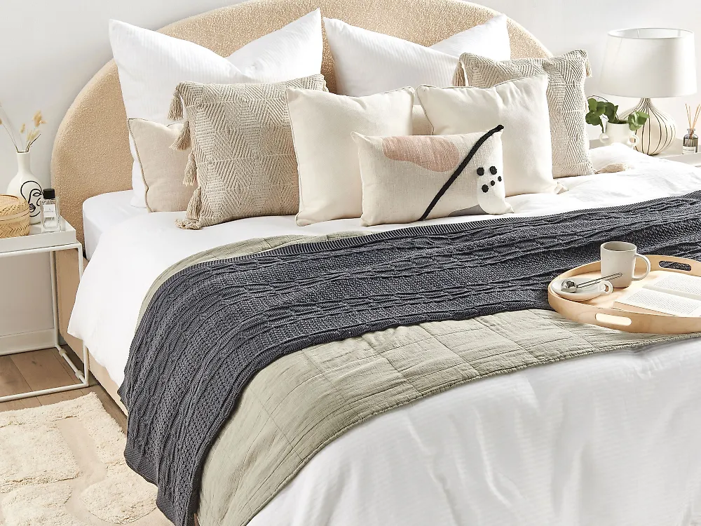 Blanket FETHIYE Cotton 140 x 170 cm Dark Grey_1178427
