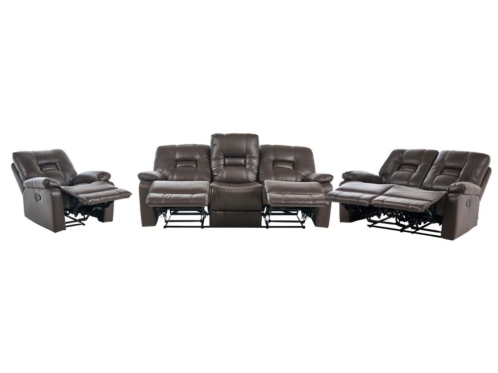 Ensemble de salon relax manuel 6 places BERGEN Cuir PU Marron
