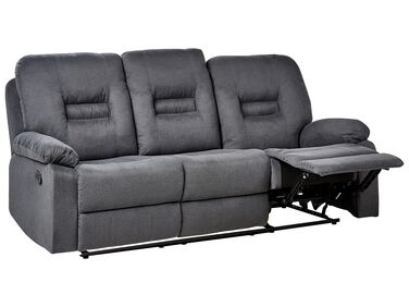 3 Seater Fabric Manual Recliner Sofa Grey BERGEN II