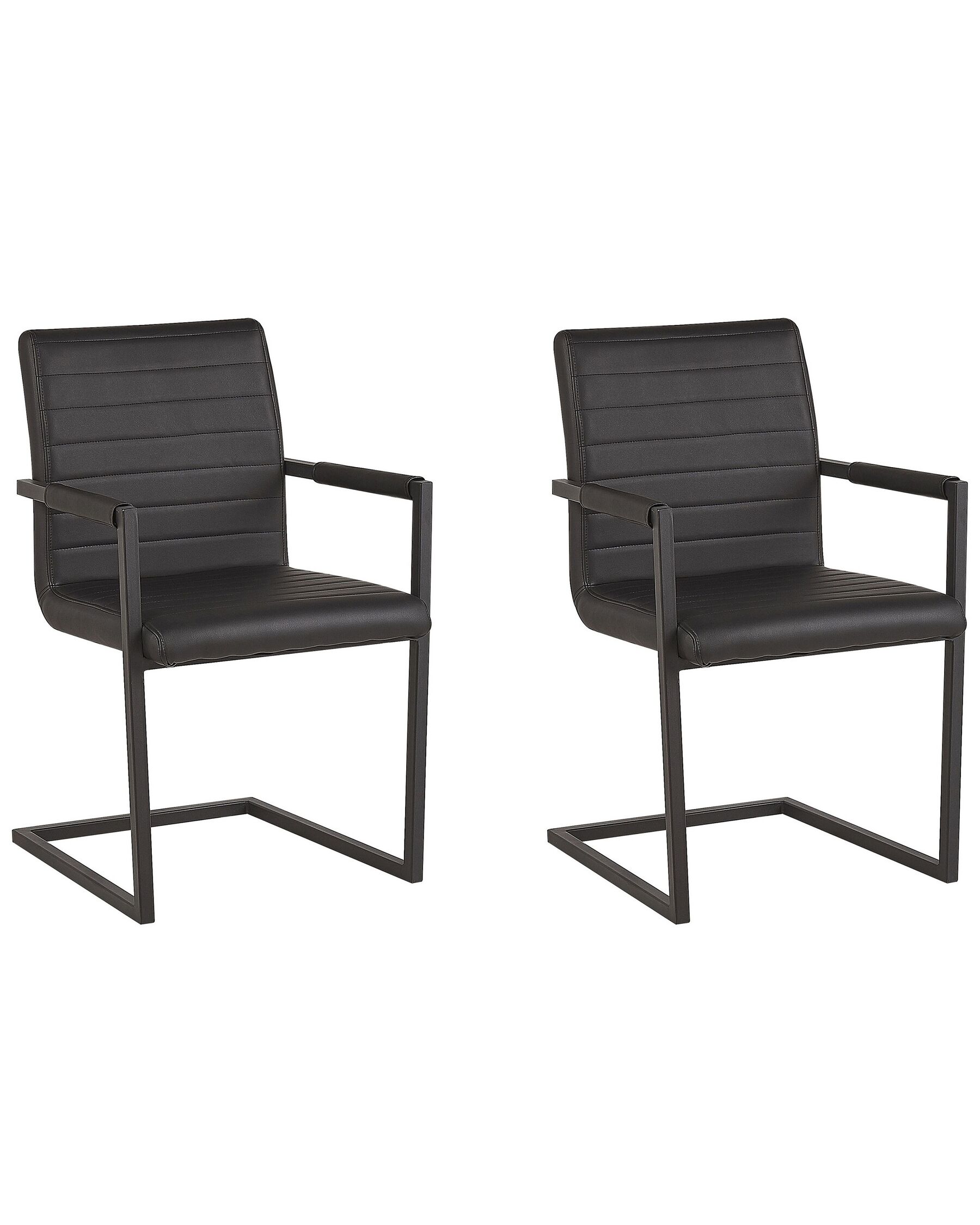 Lot de 2 chaises de salle à manger en cuir PU noir BUFORD_790094