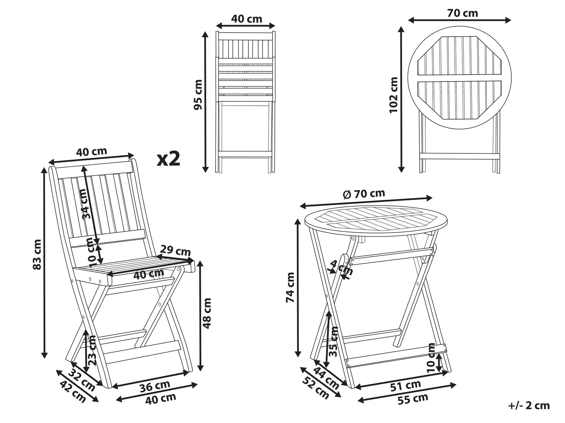 Комплект деревянной коричневой балконной мебели FEBBIO_986019