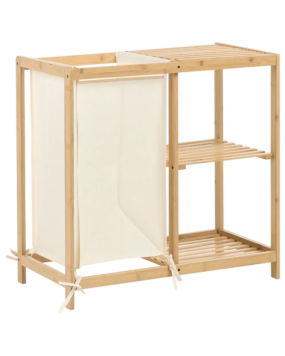 Meuble haut PUILAR 68 cm avec panier à linge Bambou Marron clair