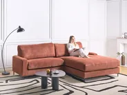 Corner Sofa 3 Seater MALOY Fabric Light Red Left Hand_950246