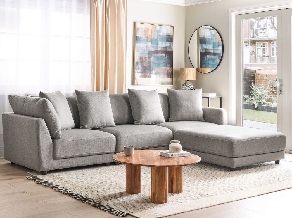 3 Seater Fabric Sofa Light Grey SIGTUNA Beliani