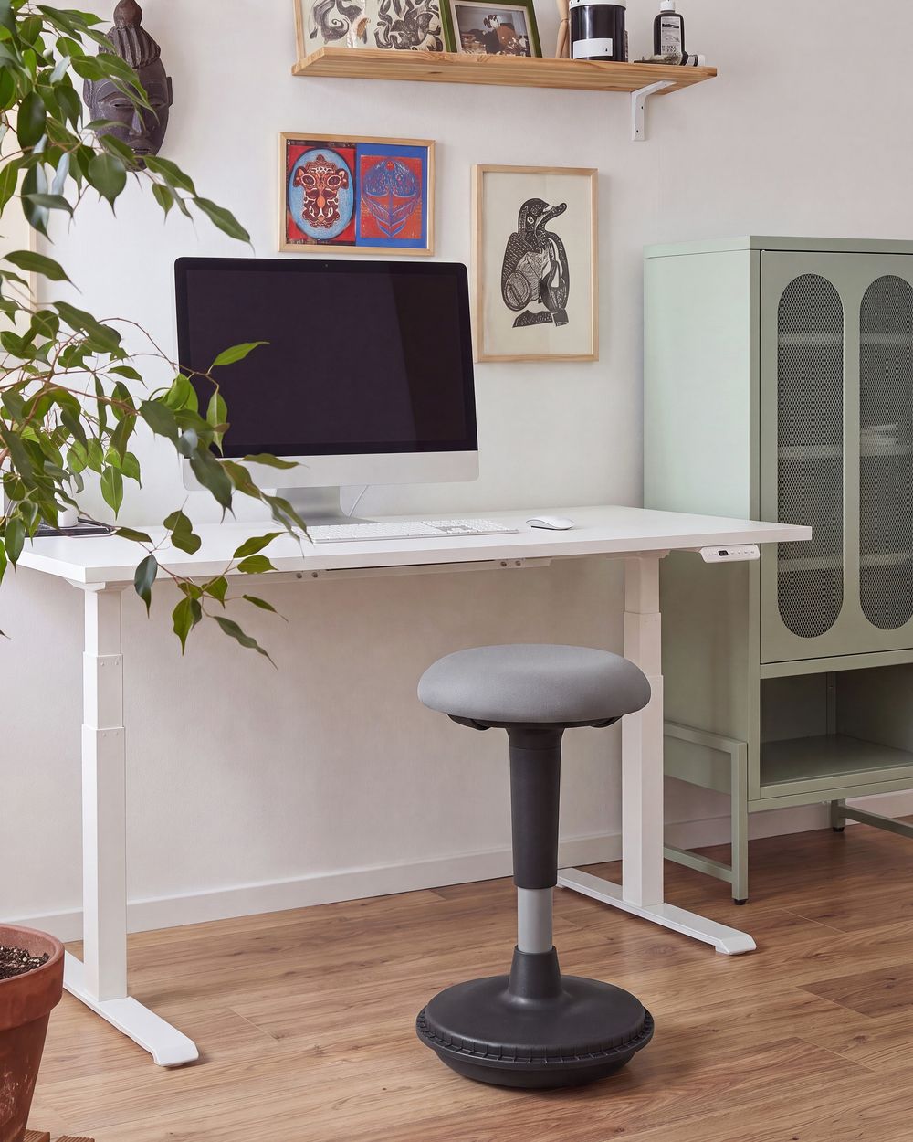 Tabouret oscillant ESTELL Tissu Gris