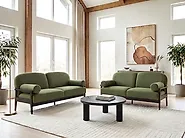 Sofa 3 Seater PILARNE Fabric Green_1179342