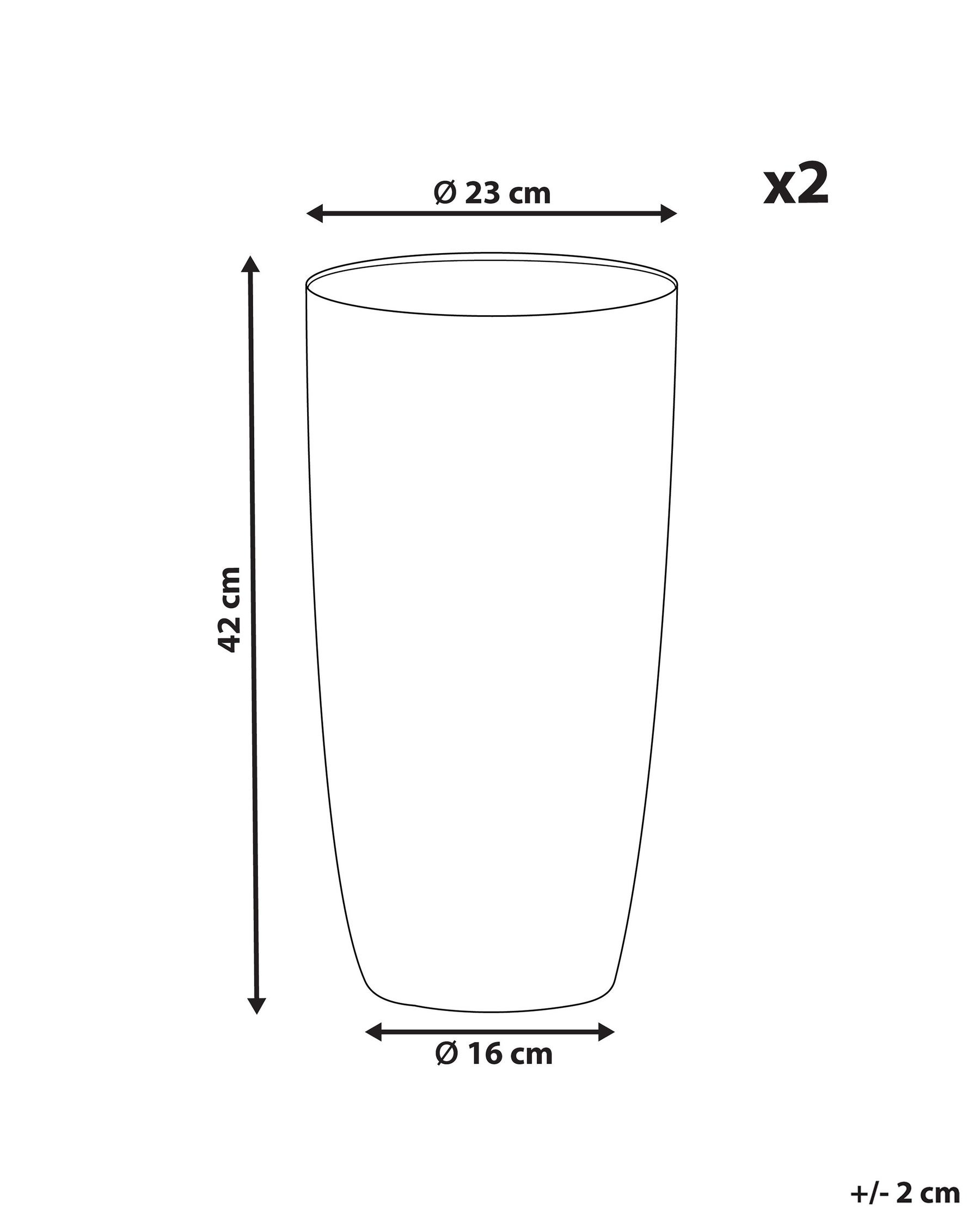 Set of 2 Plant Pots Stone 23 x 23 x 43 cm Beige ABDERA_841233