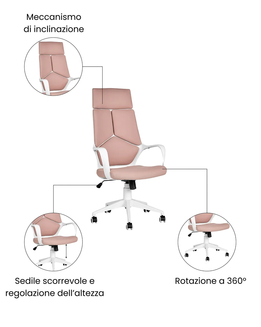 Relaxdays Sedia da Ufficio Regolabile, Poltrona da Scrivania Girevole Relaxdays Sedia da Ufficio Regolabile, Poltrona da Scrivania Girevole