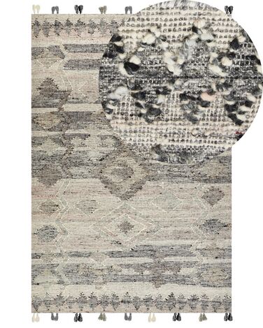 Tappeto kilim lana grigio 200 x 300 cm ARATASHEN