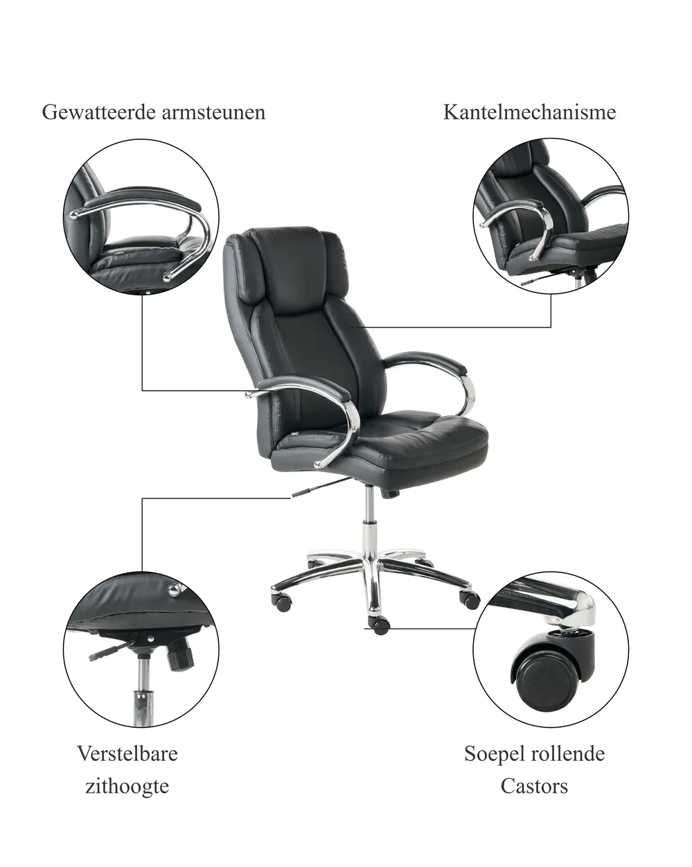 Directeursstoel HONOR Kunstleer Zwart_995371