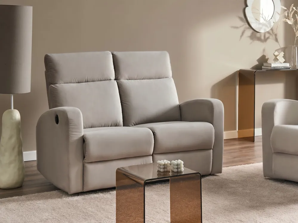 Sofa z elektryczną funkcją relaksu dla 2 osób VERDAL Welur Beżowy