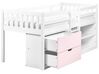 Wooden Kids Mid Sleeper Bed with Storage EU Single Size White and Pink SUSVILLE_935506