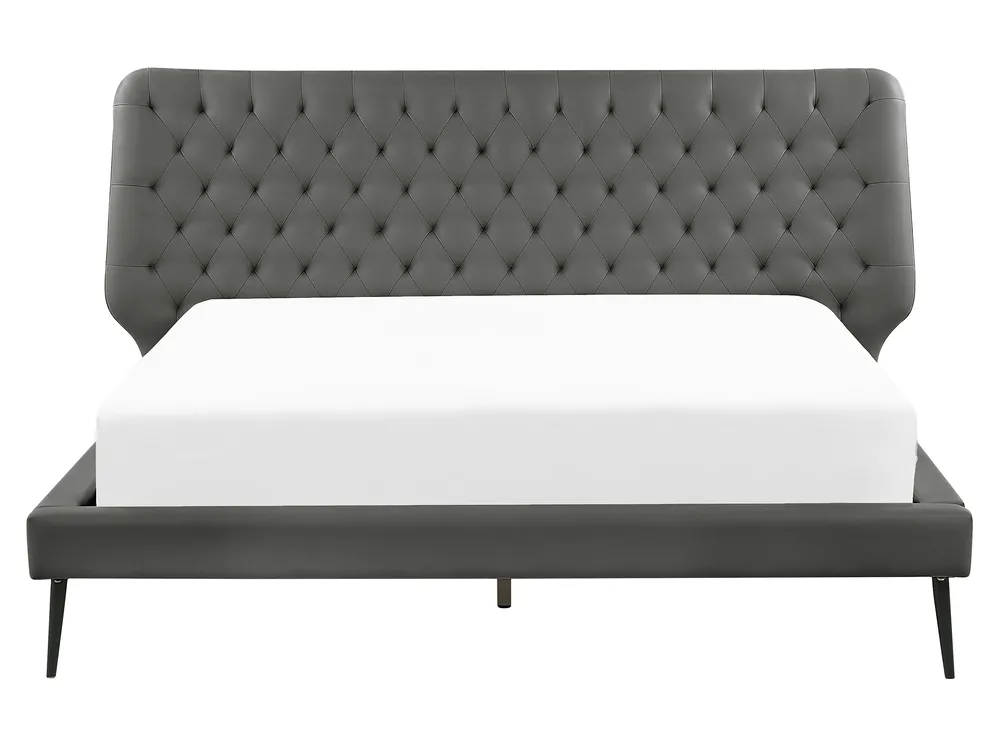 Bed Faux Leather ESSONNE 160 x 200 cm (EU King Size) Grey_788924