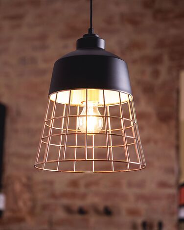 Metal Pendant Lamp Black and Copper MONTE