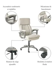 Fauteuil de bureau GALLANT Cuir PU Beige_995385