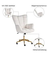 Bürostuhl OULU Bouclé Weiß_1065447