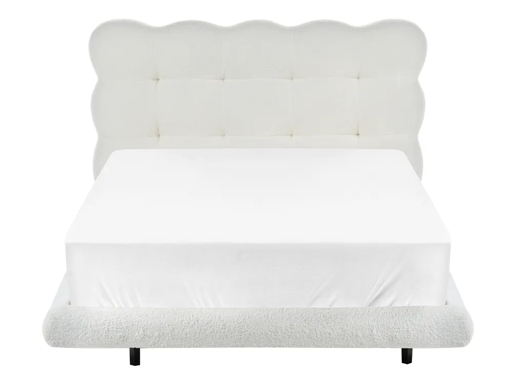 Letto Bouclé SOULISSE 120 x 200 cm Bianco sporco_1129906