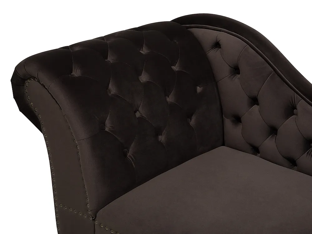 Chaise Longue Méridienne Chesterfield Côté Gauche - Similicuir Marron, Style Glamour - Dimensions 188x59x87 Cm - Pour Salon Vintage